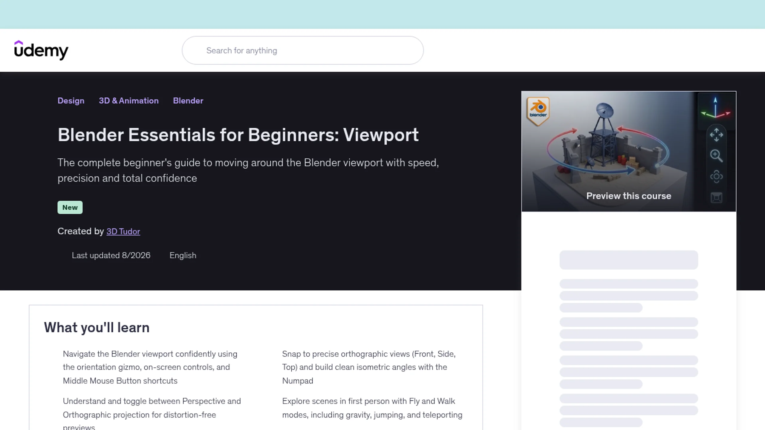 Blender Essentials Viewport Navigation course
