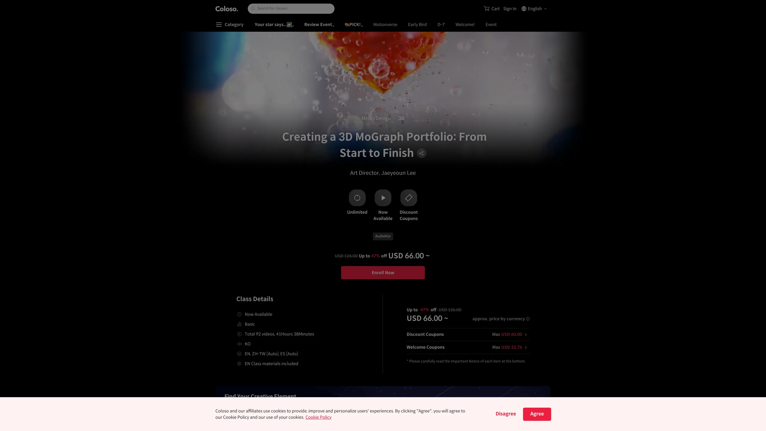 Creating a 3D MoGraph Portfolio course with C4D and Octane