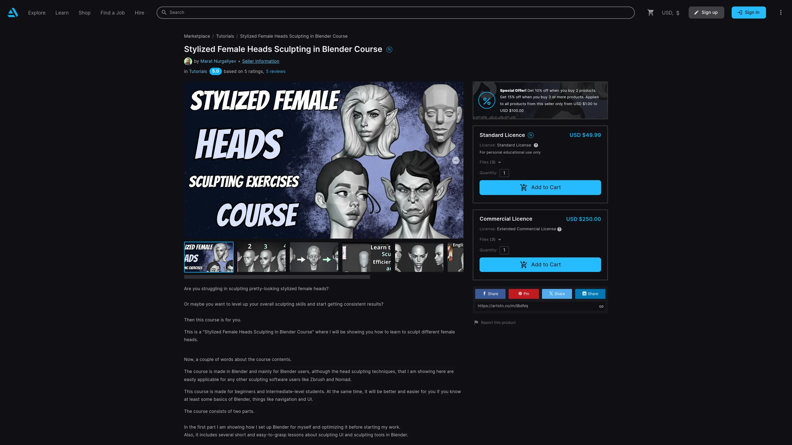 Stylized female character heads modeling and sculpting course
